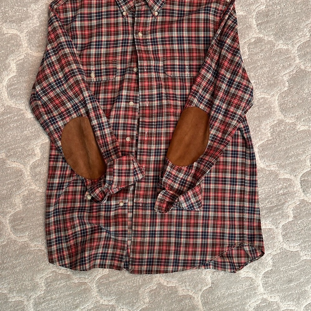 Ralph Lauren Red and Brown Casual Button Down Shirt